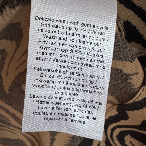 GANNI | Tiger-Print Wrap Blouse | Long Sleeve Tie Waist Tan Black  Top | 36 US 4 - Picture 6 of 8